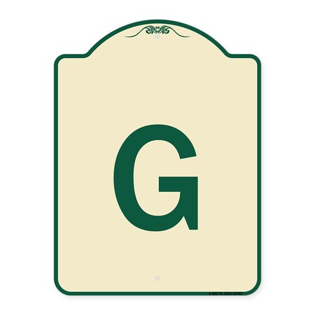 Signmission Designer Series Sign W/ Letter G, Tan & Green Heavy-Gauge Aluminum Sign, 24" x 18", TG-1824-22952 A-DES-TG-1824-22952